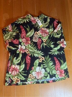 Men’s Pusser's Black with Tropical Floral Island Reserve Hawaiian Shirt size XXL